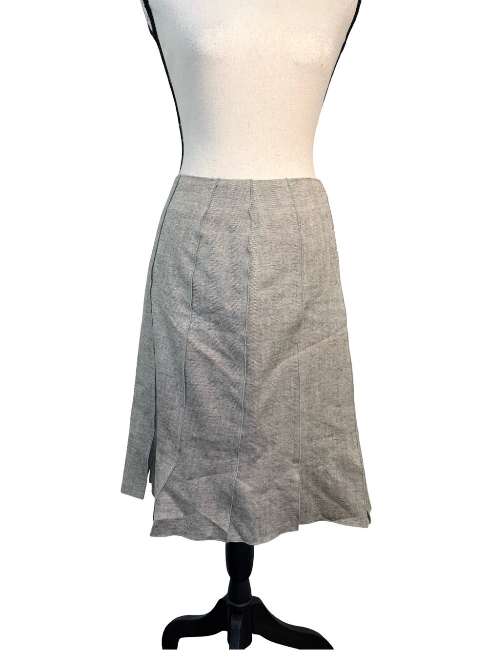 Sophia Made in Japan Wool Linen Silk A-Line Midi Skirt Small